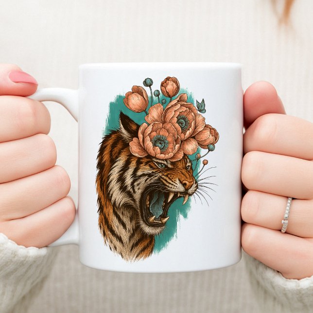 Fiery Tiger Bloom Kaffeetasse (Von Creator hochgeladen)