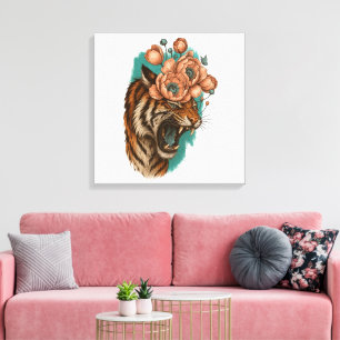 Fiery Tiger Bloom Leinwanddruck