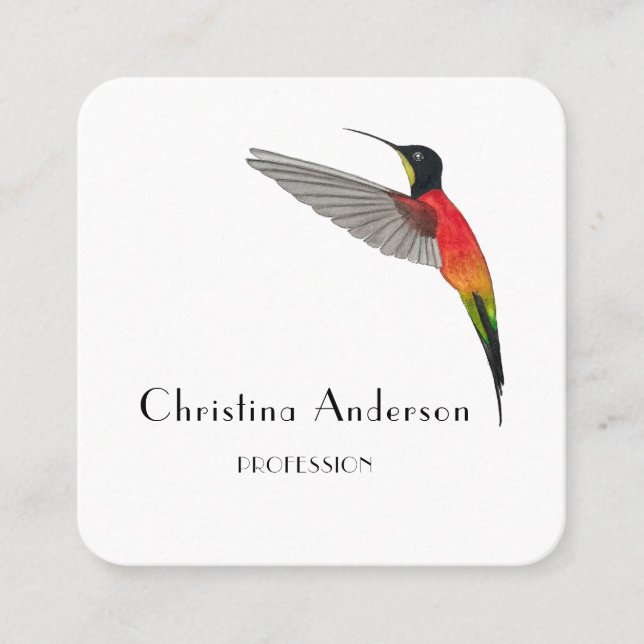 Fiery Topaz Hummingbird Business Card Quadratische Visitenkarte (Vorderseite)