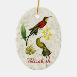 Fiery Topaz Hummingbirds Keramik Ornament