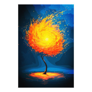 Fiery Tree of Life Abstrakte Naturkulisse Fotodruck
