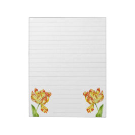 Fiery Tulips auf einem großen Notepad Notizblock