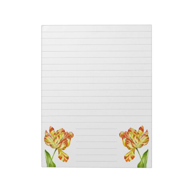 Fiery Tulips auf einem großen Notepad Notizblock (Rotiert)