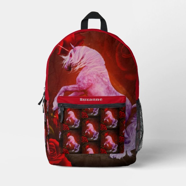 Fiery Unicorn Pferd Personalisiert Bedruckter Rucksack (Vorderseite)