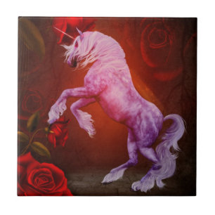 Fiery Unicorn Pferd und Rose Tier Fliese