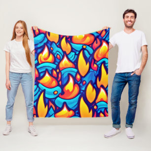 Fiery Waves Abstrakt Art Fleecedecke