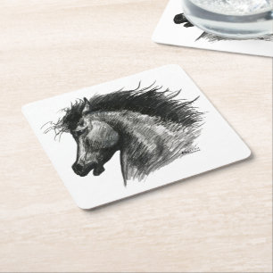 Fiery Wild Horse Rechteckiger Pappuntersetzer