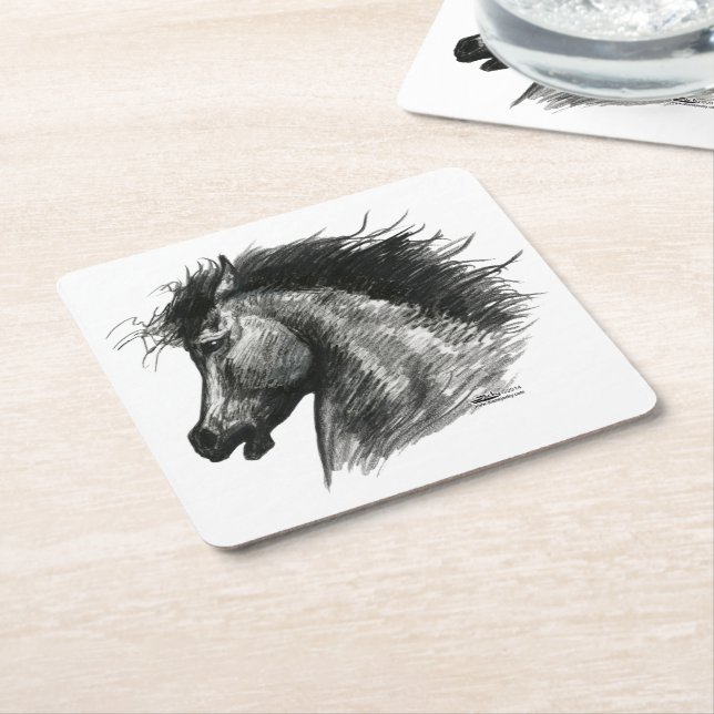 Fiery Wild Horse Rechteckiger Pappuntersetzer (angewinkelt)