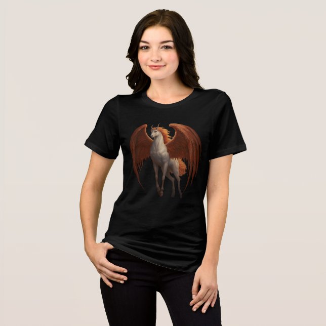 Fiery-Winged Unicorn Pegasus Hybrid Tri-Blend Shirt (Vorderseite voll)