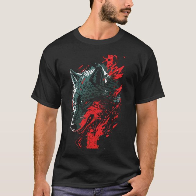 Fiery Wolf in Aktion T-Shirt (Vorderseite)