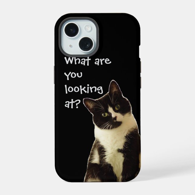 Fiese Katze "Was schaust du.."  iPhone 15 Hülle (Rückseite)