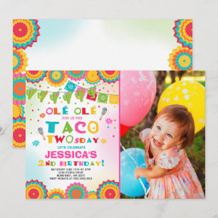 Fiesta 2e anniversaire Invitation Taco fête du Two