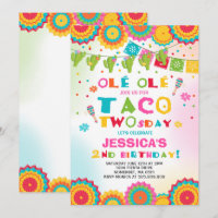 Fiesta 2e anniversaire Invitation Taco fête du Two