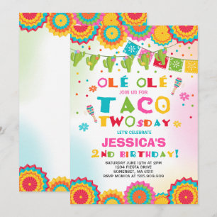 Fiesta 2e anniversaire Invitation Taco fête du Two