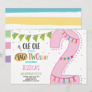 Fiesta 2e anniversaire Invitation Taco fête du Two