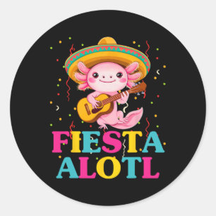 Fiesta Alotl Cinco de Mayo Axolotl mit Sombrero A Runder Aufkleber