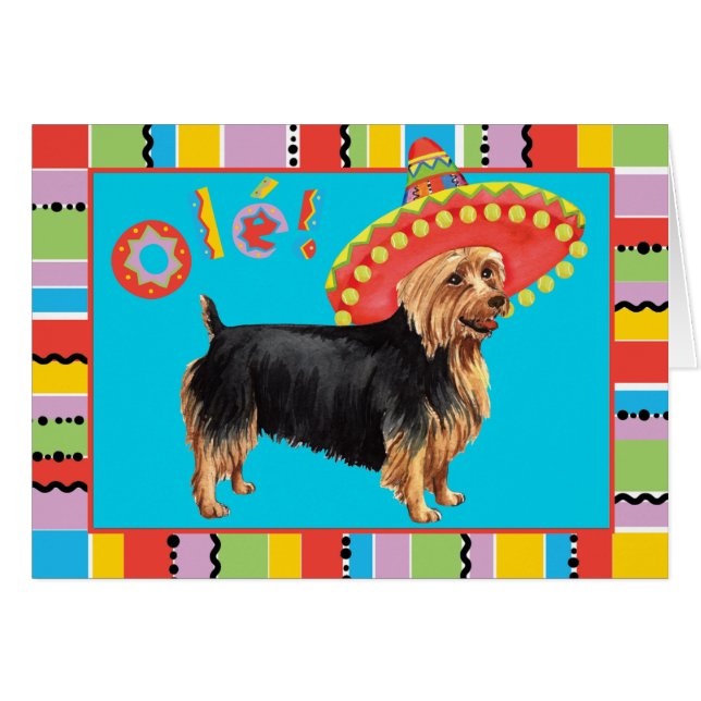 Fiesta Australian Terrier Greeting Card (Vorderseite (Horizontal))