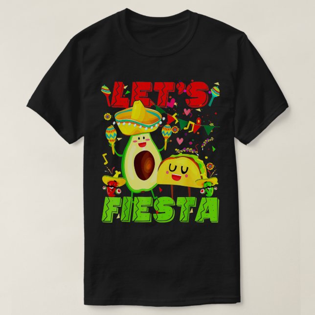 Fiesta Avocado und Tacos Cinco de Mayo Mexican Par T-Shirt (Design vorne)