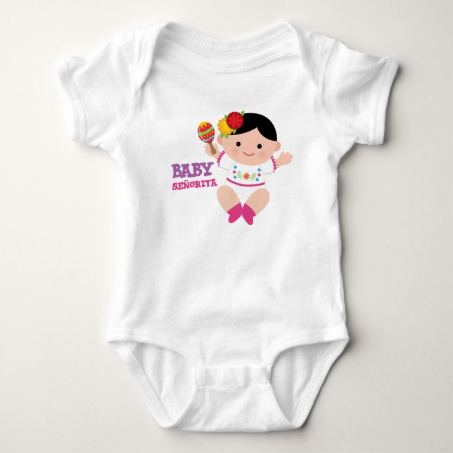 Fiesta Baby Bodysuit, Mexican Baby Outfit Baby Strampler (Vorderseite)