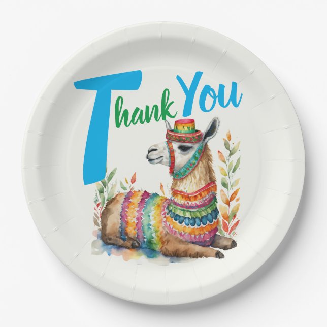 Fiesta Baby Boy Muchacho Shower Partyware Llama Pappteller (Vorderseite)