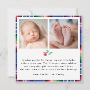 Fiesta Baby Dusche Dankeschön Karte - farbenfrohe 