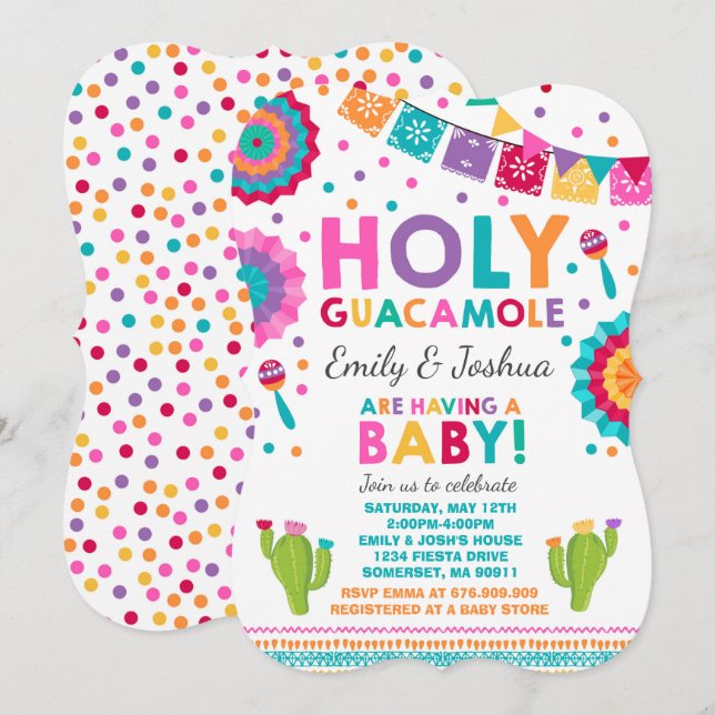 Fiesta Baby Dusche Einladung Heiliges Guacamole Pa (Vorne/Hinten)