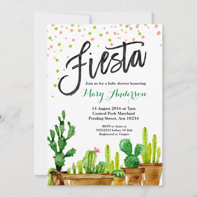 Fiesta Baby Shower Einladung (Vorderseite)