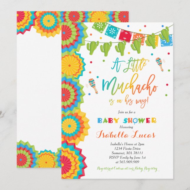 Fiesta Baby Shower Einladung Boy Fiesta Dusche (Vorne/Hinten)
