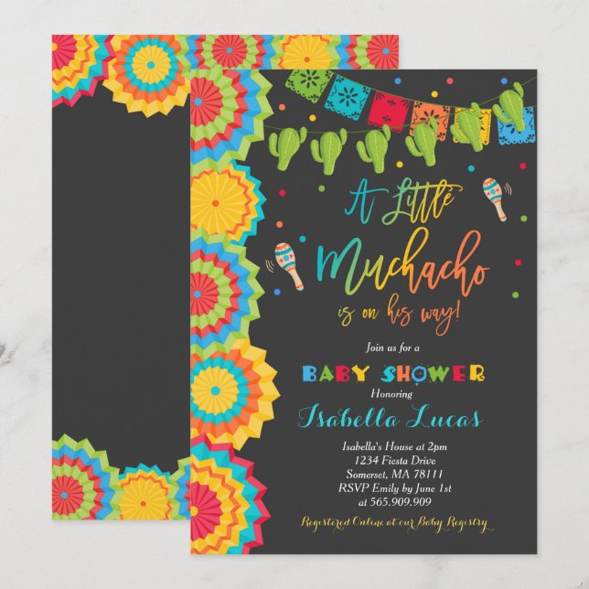 Fiesta Baby Shower Einladung Boy Fiesta Dusche (Vorne/Hinten)