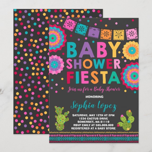 Fiesta Baby Shower Einladung Mexican Baby Shower (Vorne/Hinten)