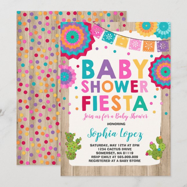 Fiesta Baby Shower Einladung Mexican Baby Shower (Vorne/Hinten)