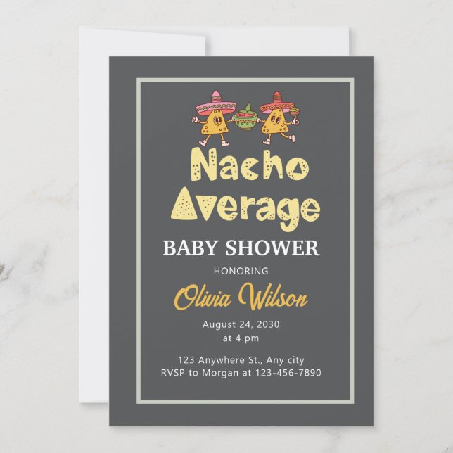 Fiesta Baby Shower Einladung Nacho Average Dusche (Vorderseite)