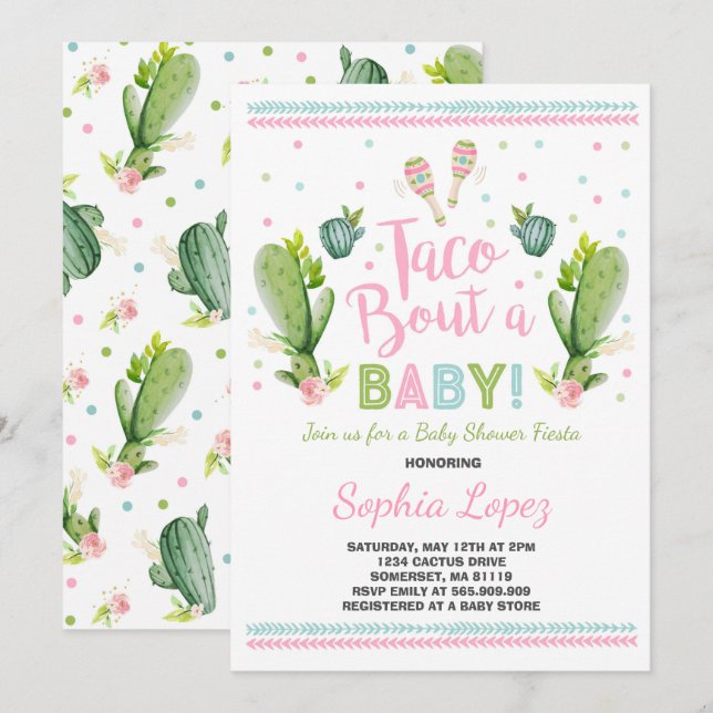 Fiesta Baby Shower Einladung Taco Bout A Baby (Vorne/Hinten)