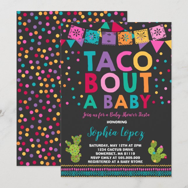 Fiesta Baby Shower Einladung Taco Bout A Baby (Vorne/Hinten)