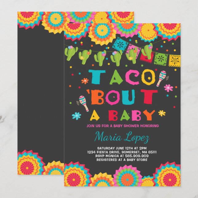 Fiesta Baby Shower Einladung Taco Bout A Baby (Vorne/Hinten)