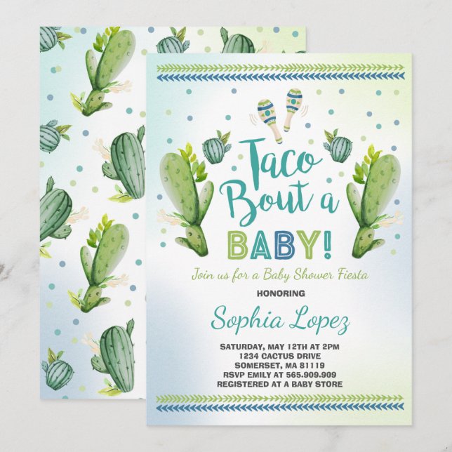 Fiesta Baby Shower Einladung Taco Bout A Baby (Vorne/Hinten)