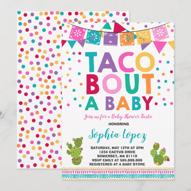 Fiesta Baby Shower Einladung Taco Bout A Baby (Vorne/Hinten)