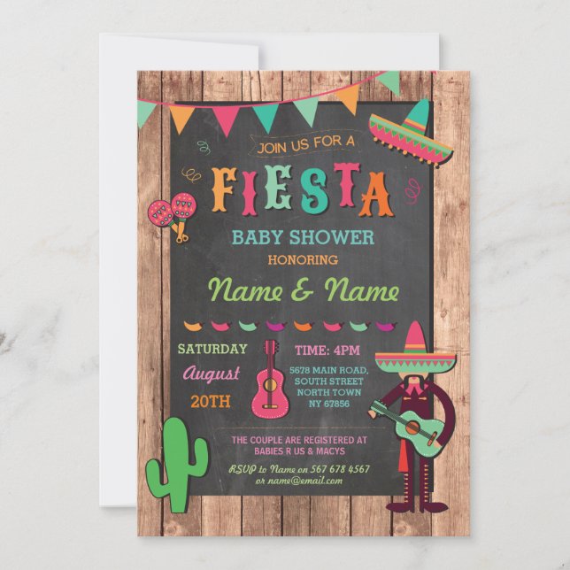 Fiesta Baby Shower Girl oder Boy Mexican Invite Einladung (Vorderseite)