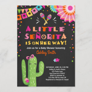 Fiesta Baby shower invitation Floral Senorita Girl