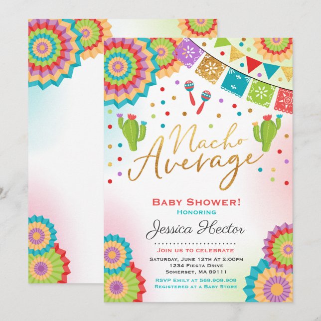 Fiesta Baby Shower Invitation Nacho Average Shower Einladung (Vorne/Hinten)