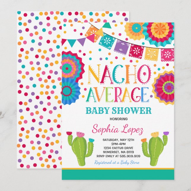 Fiesta Baby Shower Invitation Nacho Average Shower Einladung (Vorne/Hinten)