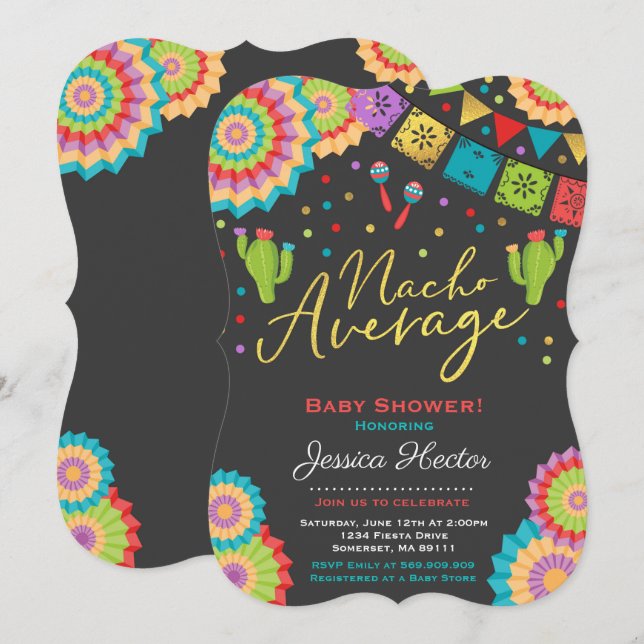 Fiesta Baby Shower Invitation Nacho Average Shower Einladung (Vorne/Hinten)