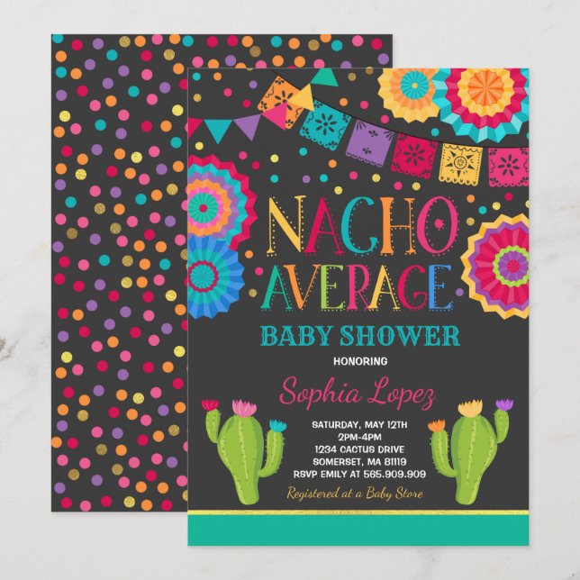 Fiesta Baby Shower Invitation Nacho Average Shower Einladung (Vorne/Hinten)