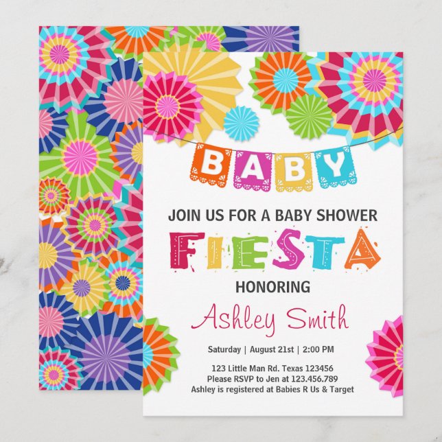Fiesta Baby Shower Mexican Gender Neutral Farbe Einladung (Vorne/Hinten)
