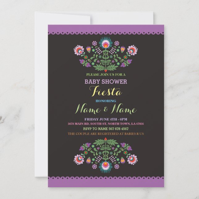Fiesta Baby Shower Mexican Girl Boy Blume Einladun Einladung (Vorderseite)
