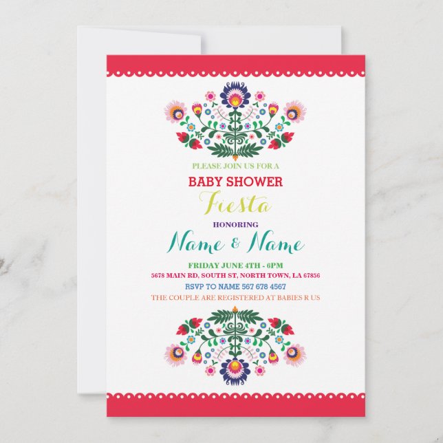 Fiesta Baby Shower Mexican Girl Boy Bright Invite Einladung (Vorderseite)