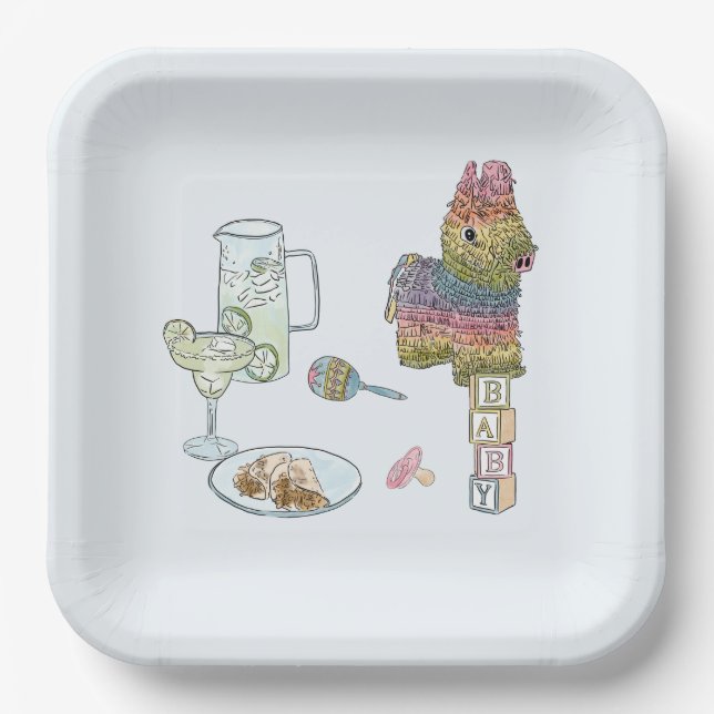Fiesta Baby Shower Pappteller (Vorderseite)