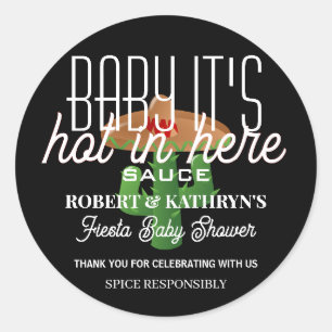 Fiesta Baby Shower Personalisiert Hot Sauce Classi Runder Aufkleber