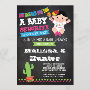 Fiesta Babydusche, Chalkboard-Einladung Einladung