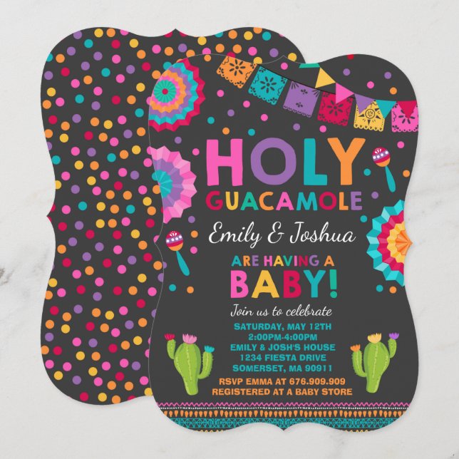 Fiesta Babydusche Einladung Heiliges Guacamole Par (Vorne/Hinten)
